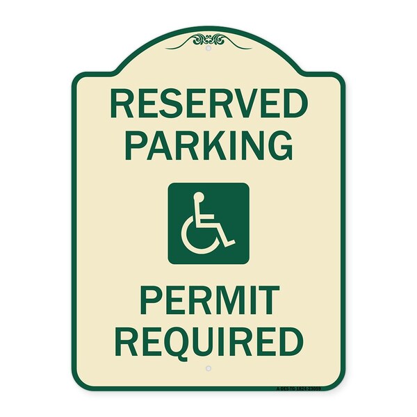 Reserved Parking Permit Required W/ Graphic Heavy-Gauge Aluminum Sign, 24" x 18", TG-1824-23059